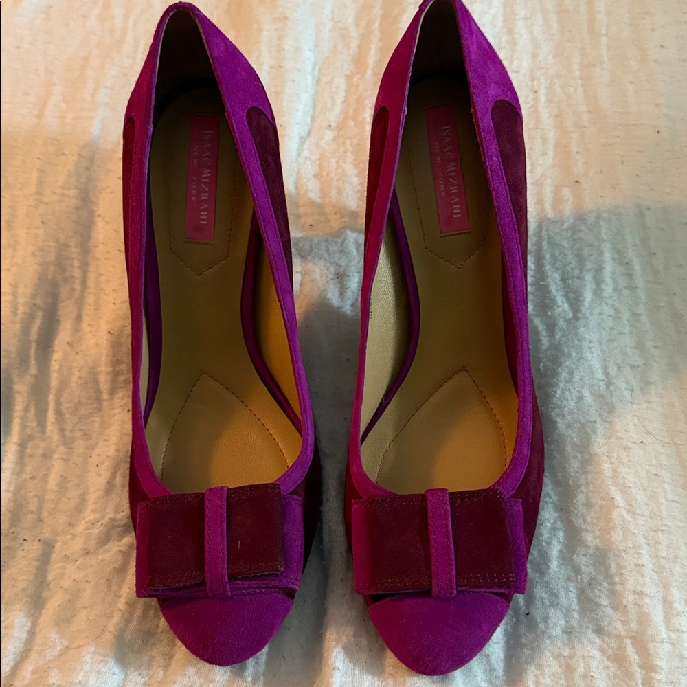 Issac Mizrahi Magenta and Plum Heels with Bow